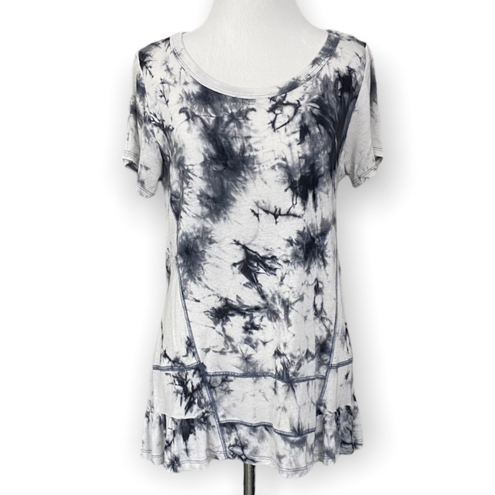 AVA JAMES Black and White Tie Dye Top
